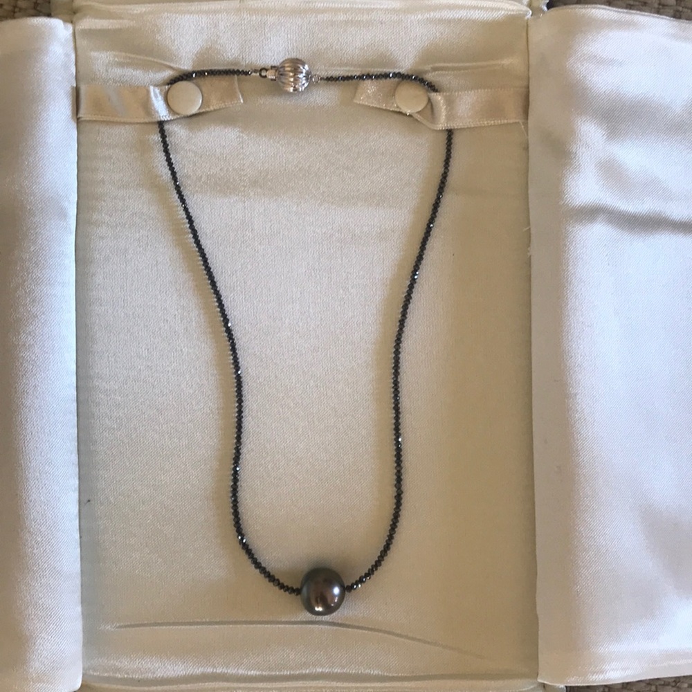 Pearl and Black Diamond Necklace